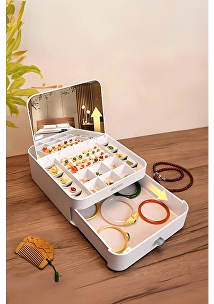 S10 Takı Kutusu Aynalı Beyaz Renkli Fonksiyonel ve Dekoratif Tasarım modelleri