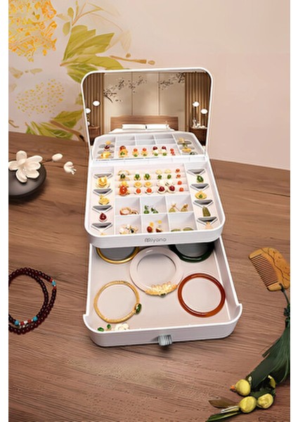 S10 Takı Kutusu Aynalı Beyaz Renkli Fonksiyonel ve Dekoratif Tasarım fırsatları