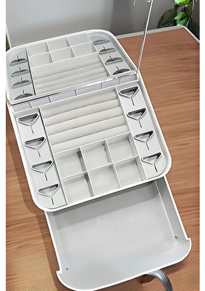 S10 Takı Kutusu Aynalı Beyaz Renkli Fonksiyonel ve Dekoratif Tasarım