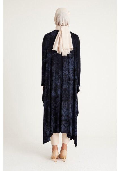 1220_Kadın Asimetrik Kesim Batik Desenli Plistre Tesettür Tunik fırsatları