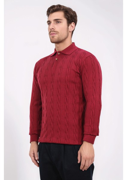 Saç Örgü Bordo Triko Kazak fırsatları