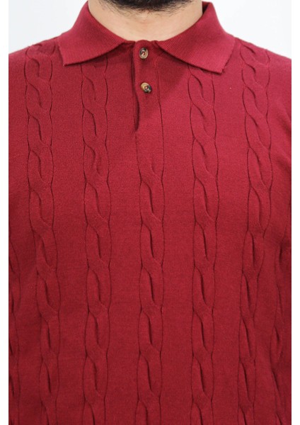 Saç Örgü Bordo Triko Kazak indirimleri