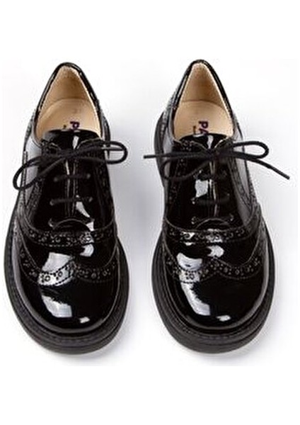 aqpa KA100 Rico Klasik Siyah Rugan Ayakkabı Erkek Çocuk Kauçuk Tabanlı