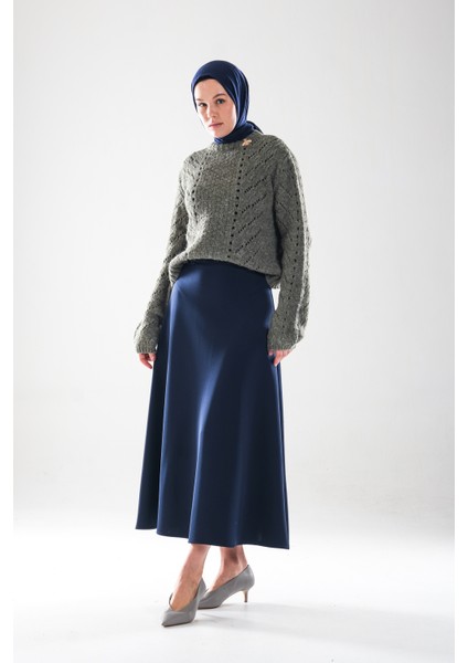 2279_YÜKSEK Bel Tesettür Scuba Kumaş Puf Etek – Gizli Fermuar Kapamalı, Kloş– Günlük ve Şık Kombin fırsatları