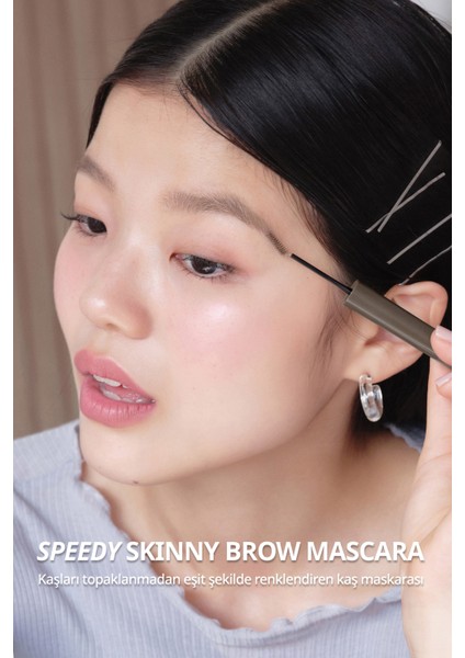Özel Fırça Tasarımlı, Yoğun Pigmentli Kaş Maskarası PERIPERA Speedy Skinny Brow Mascara 01 Cool Gray