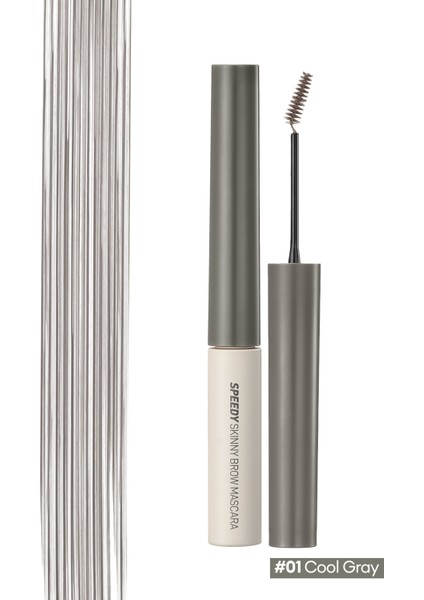 Özel Fırça Tasarımlı, Yoğun Pigmentli Kaş Maskarası PERIPERA Speedy Skinny Brow Mascara 01 Cool Gray