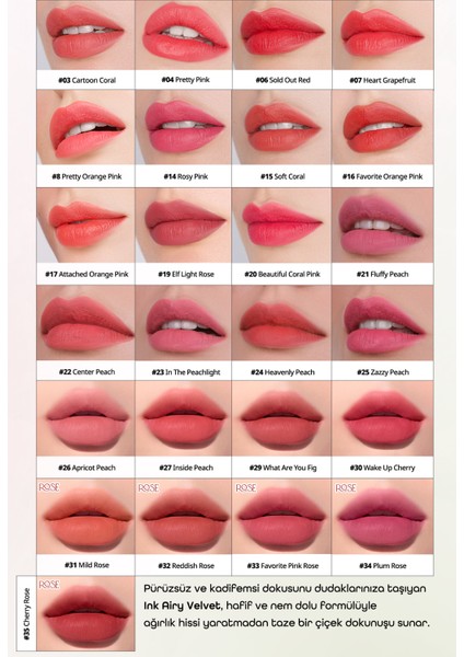 Uzun Süre Kalıcı Hafif Formüllü, Kadife Bitişli Tint PERIPERA Ink Airy Velvet(23 In The Peachlight)