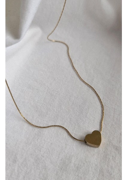 Paslanmaz Çelik Ince Zincir Mini Kalp Kolye-Gold fiyatları