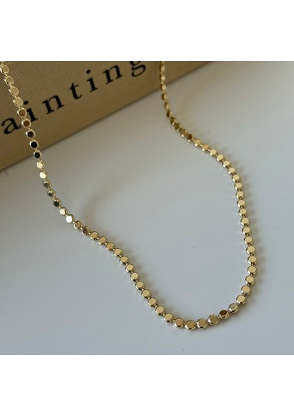 Xuping 14K Altın Kaplama 3 mm Ezme Pul Zincir 50 cm