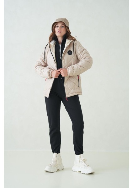 Su ve Rüzgar Geçirmez Jel Elyaflı Kapitone Cepli Spor Mont