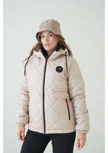 Su ve Rüzgar Geçirmez Jel Elyaflı Kapitone Cepli Spor Mont