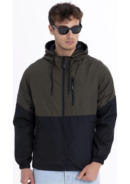 İçi Astarlı Su ve Rüzgar Geçirmez Cepli Erkek Yağmurluk