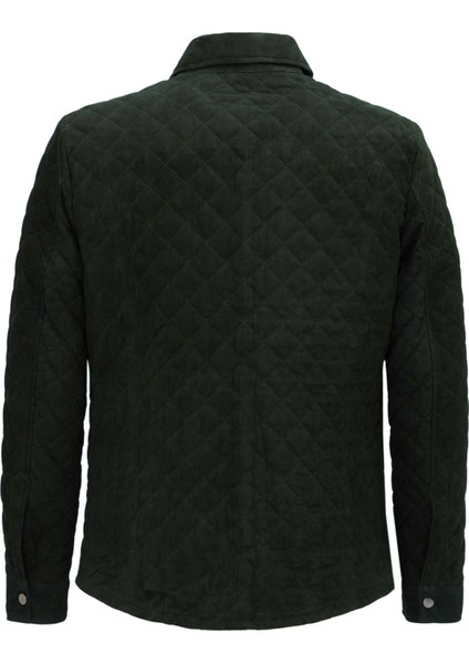 Yeşil-Süet Kapitone Hakiki Süet Deri Erkek Hakiki Deri Mont - E25GRJ310621-Z9B fırsatları