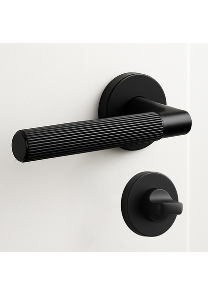 Wc Banyo Tipi Kapı Kolu Rozetli Çizgili Mat Siyah Sağ Sol Uygun Modern Iç Kapı Kilitli 1 Takım modelleri