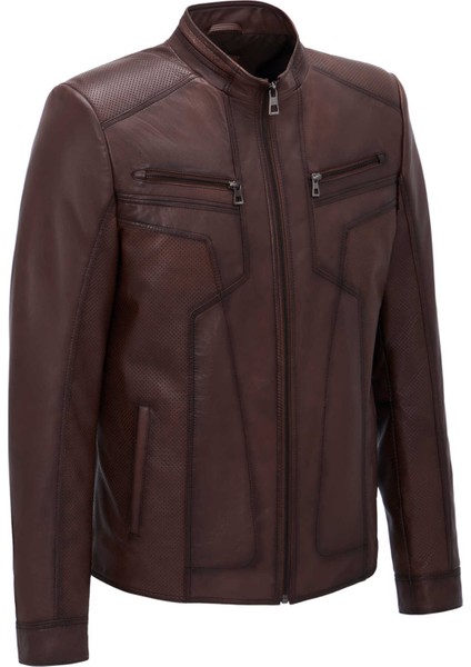 Kahve Hakiki Deri Erkek Hakiki Deri Mont - E25GRJ310601-202 fiyatları