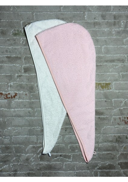 Saç Havlusu Saç Bonesi 2 Li Set %100 Pamuk Banyo ,havuz ve Deniz Sonrası Kurulama Pembe / Ekru fiyatları