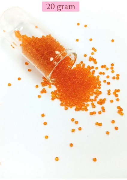 Dökme Cam Kum Boncuk (11/0) 2 mm - 20 Gram - Şeffaf Turuncu - BNC016
