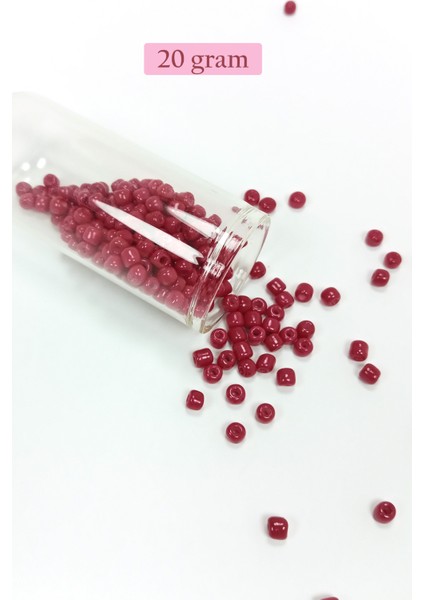 Dökme Cam Kum Boncuk Büyük Boy (6/0) 4 mm - 20 Gram - Bordo - BNC097
