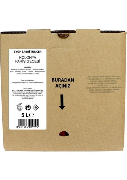 Paris Gecesi Kolonyası 5lt Bag IN Box Endüstriyel