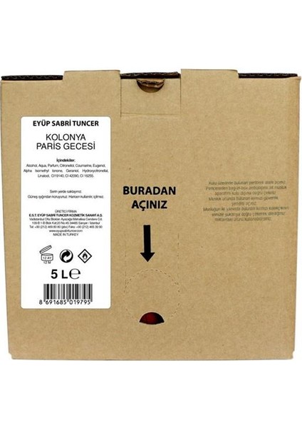 Paris Gecesi Kolonyası 5lt Bag IN Box Endüstriyel fiyatları