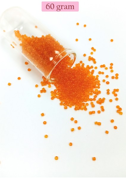 Dökme Cam Kum Boncuk (11/0) 2 mm - 60 Gram - Şeffaf Turuncu - BNC051