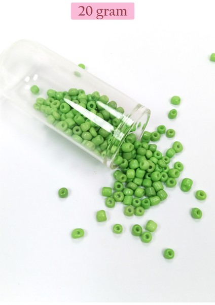 Dökme Cam Kum Boncuk Büyük Boy (6/0) 4 mm - 20 Gram - Yeşil - BNC072