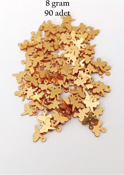 Oya Abiye Bileklik Kolye Pleksi Metalik Plastik Pul Altın Renk 8 Gram 90 Adet - BNC495