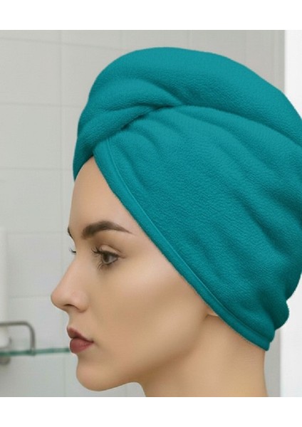 Saç Havlusu Saç Bonesi %100 Pamuk Banyo ,havuz ve Deniz Sonrası Kurulama Koyu Yeşil