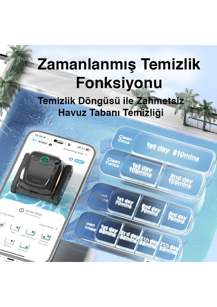 Wybot S2 Pro Kablosuz Havuz Robotu 300M2 Havuzlar Için