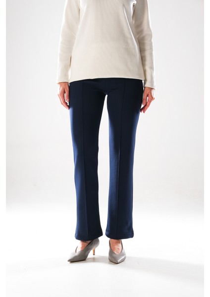 2292_KADIN Scuba Kumaş Flare Pantolon - Yüksek Bel, Nervür Detaylı, - Gizli Fermuarlı Şık Pantolon fiyatları