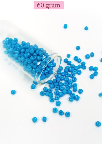 Dökme Cam Kum Boncuk Büyük Boy (6/0) 4 mm - 60 Gram - Açık Mavi - BNC142