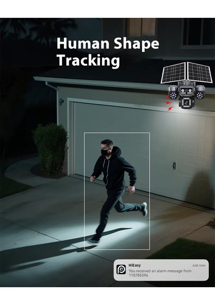 Z7PLUS 8MP 4 Kameralı 4G Çift Solar Panel 16X Zoom Dual Batarya HiEasy AOV (Sürekli Kayıt) Gece Görüş Çift Yönlü Ses