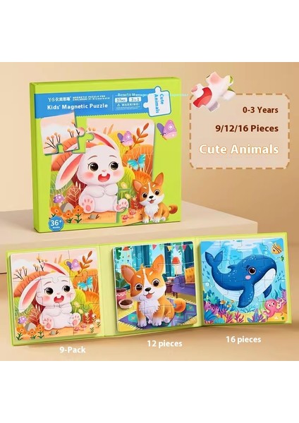 Çocuk Yapbozları 3-6 Yaş Bebek Manyetik Kağıt Yapboz Puzzle Oyuncaklar Yürümeye Başlayan Montessori Diy Erken Eğitim Oyuncakları (Yurt Dışından)