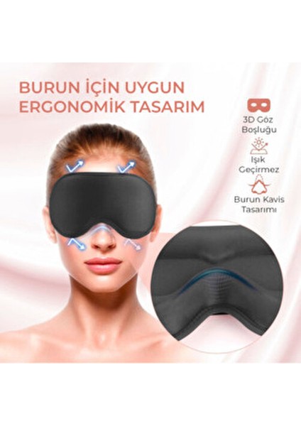 3D Uyku Göz Bandı Pudra İpeksi Yumuşaklıkta Konforlu Kullanım için Tasarlandı fırsatları