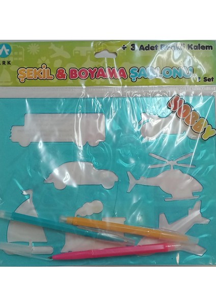 Şekil&boyama Şablonu Taşıt Figürleri Mavi Renk