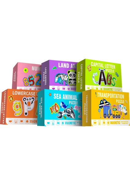 Manyetik Puzzle Çocuk Puzzle Oyuncakları Bebek Aydınlanma Harfleri Hayvanlar Manyetik Buzdolabı Çıkartmaları Ingilizce (Yurt Dışından)