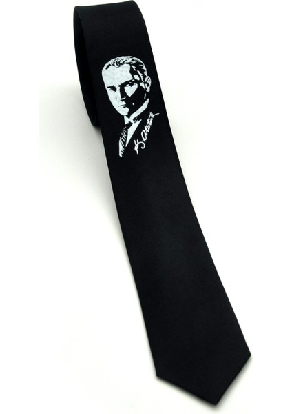 Çocuk Boy Atatürk ve Imza Baskılı Saten Siyah Kravat - Ck-29 fiyatları