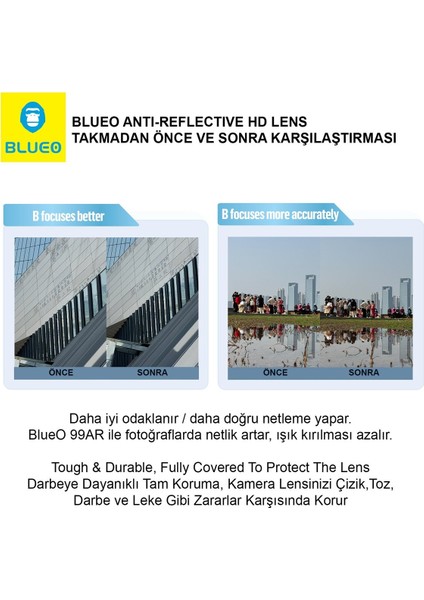 99AR iPhone 17 Pro Max Uyumlu Turuncu %99 Işık Yansıma Engelleyici Profesyonel Kamera Lens Koruyucu indirimleri