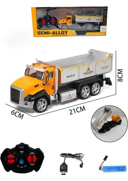 Uzaktan Kumandalı Oyuncak Damperli Kamyon Şarjlı Işıklı Full Fonksiyon Iş Makinesi Rc Araç