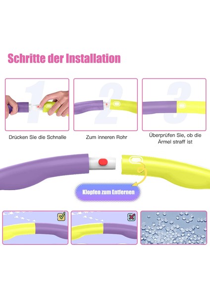 Egzersiz Çemberi 8 parçalı Ayarlanabilir Ağırlıklı 1kg 72/85/95 cm Bel Bölgesi Spor Aleti modelleri