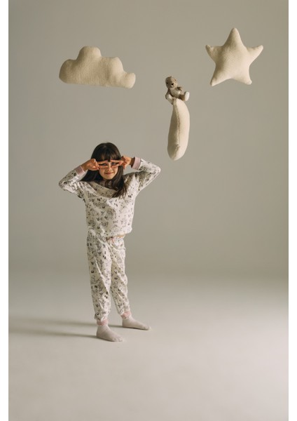 Kız Çocuk Pamuklu Uzun Kollu Pijama Takımı modelleri