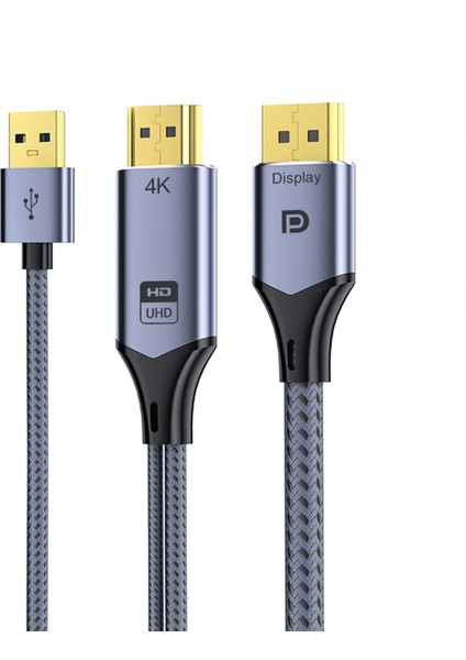 HDMI To Displayport Dp 4K 60Hz USB Görüntü Aktarma Kablosu 2 Metre