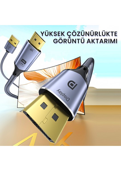 HDMI To Displayport Dp 4K 60Hz USB Görüntü Aktarma Kablosu 2 Metre fiyatları