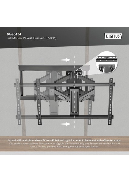 Tam Hareketli Tv Duvar Tutucusu 37-80", 60 kg Taşıma Kapasitesi fiyatları