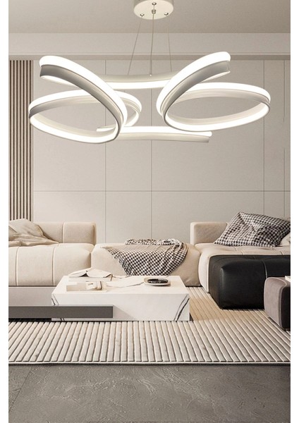 Yüksek Aydınlatmalı Kalın Kasa Papatya Model Beyaz LED Avize modelleri