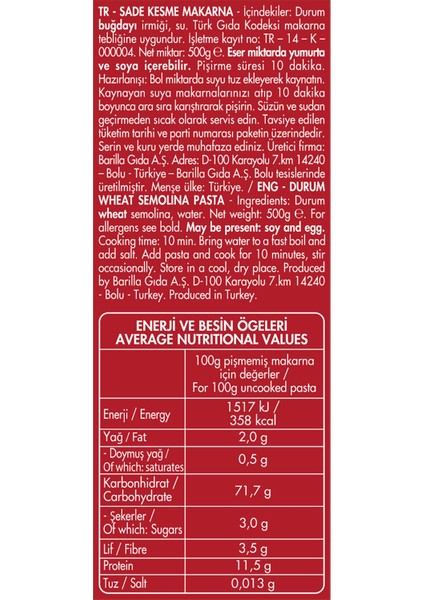 Fırın Makarna 500 gr x 3 Adet fiyatları