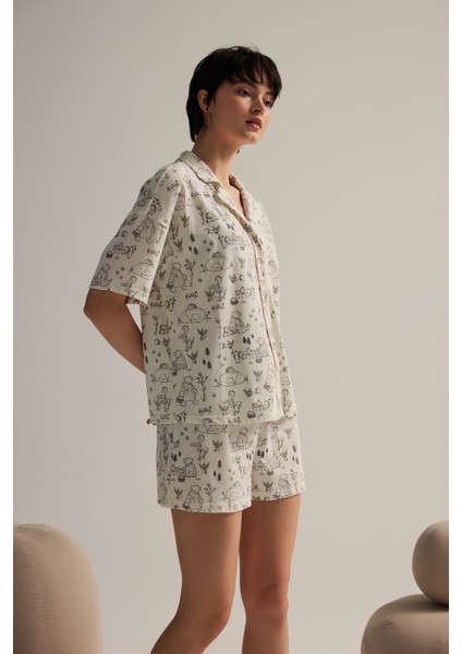 Kadın Pamuklu Kısa Kollu Gömlek Pijama Üstü fiyatları
