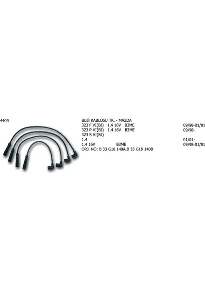 4409 Buji Kablosu B33G18140A B33G18140B