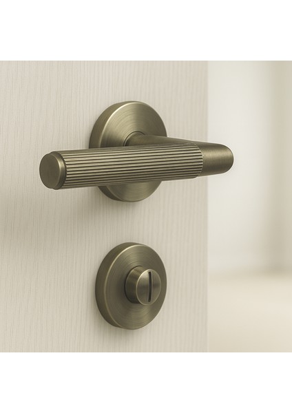 1 Takım Çizgili Antik Füme Wc Banyo Tipi Kapı Kolu Rozetli Sağ Sol Uygun Modern Iç Kapı Kilitli fiyatları