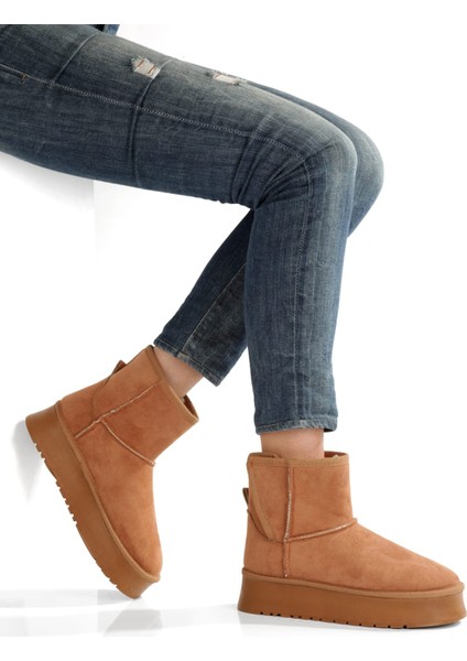 Sıcak Tutan Soğuğa Dayanıklı Kalın Tabanlı Yuvarlak Burunlu Kürklü Orta Kadın Bot Poli Taban modelleri